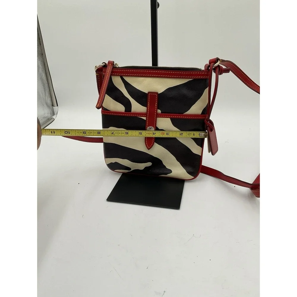 Dooney & Bourke Zebra Print And Red Crossbody Bag 8 X 8 Zipper  Closure